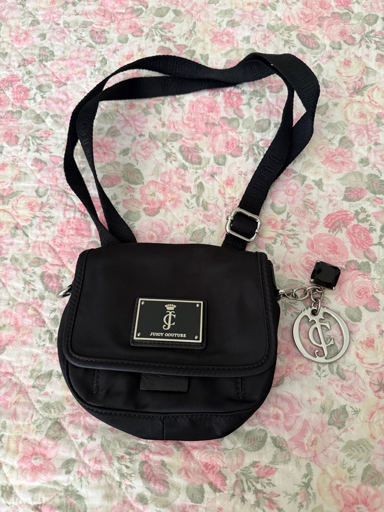 Juicy Couture Black Crossbody With Logo Plaque And Charm